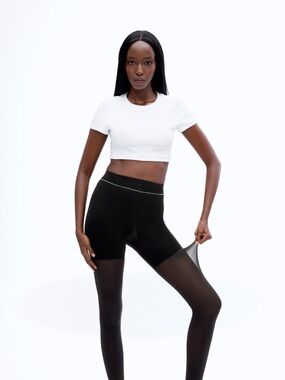 SHEERTEX Shaping Luxury Semi-Sheer Tights Black Medium 50 Denier Control Top